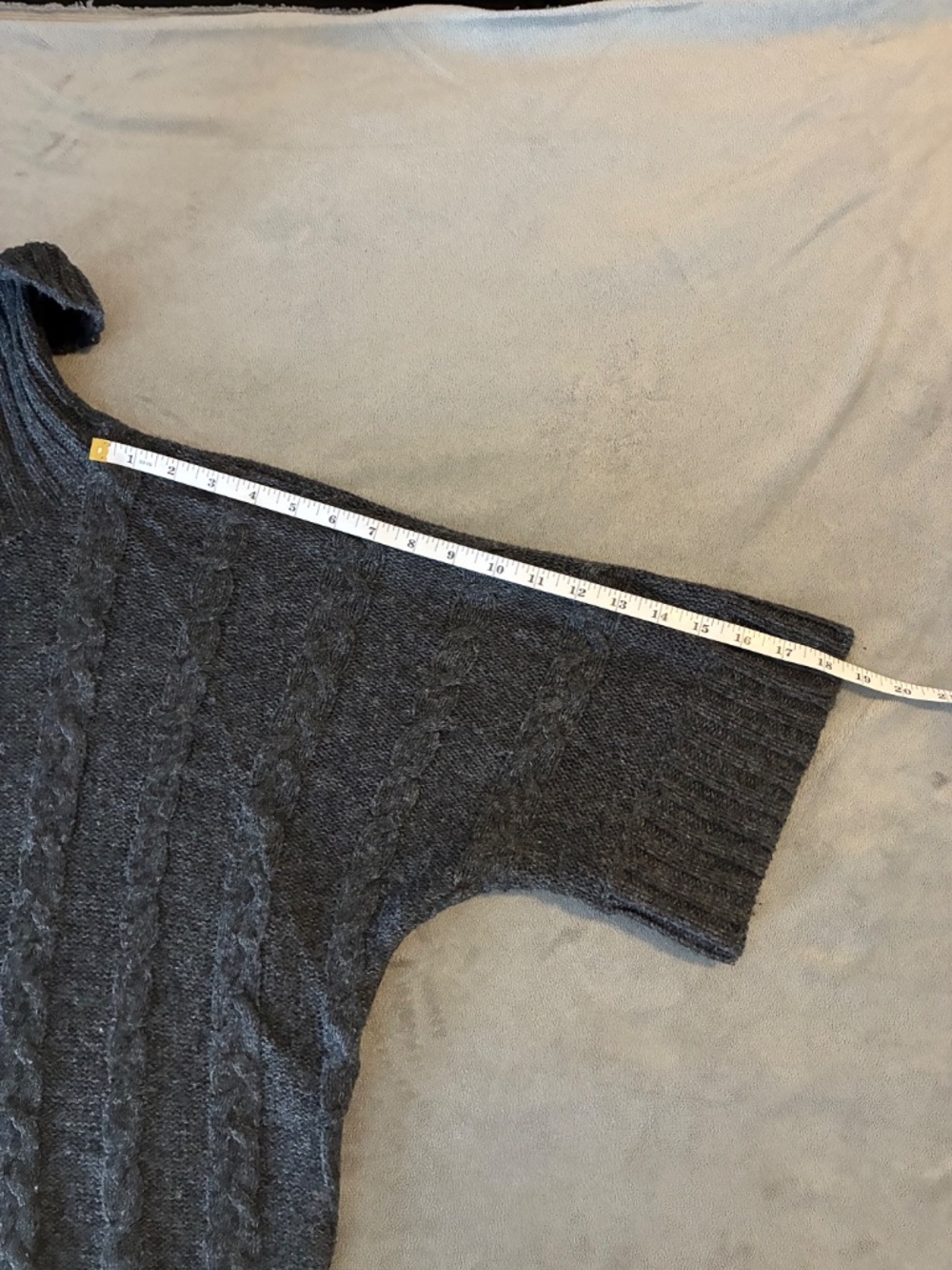 MASSIVE $10 SALE Women's Gray Cable Knit Cowl Neck 3/4 Open Sleeve Sweater - Picture 6 of 8